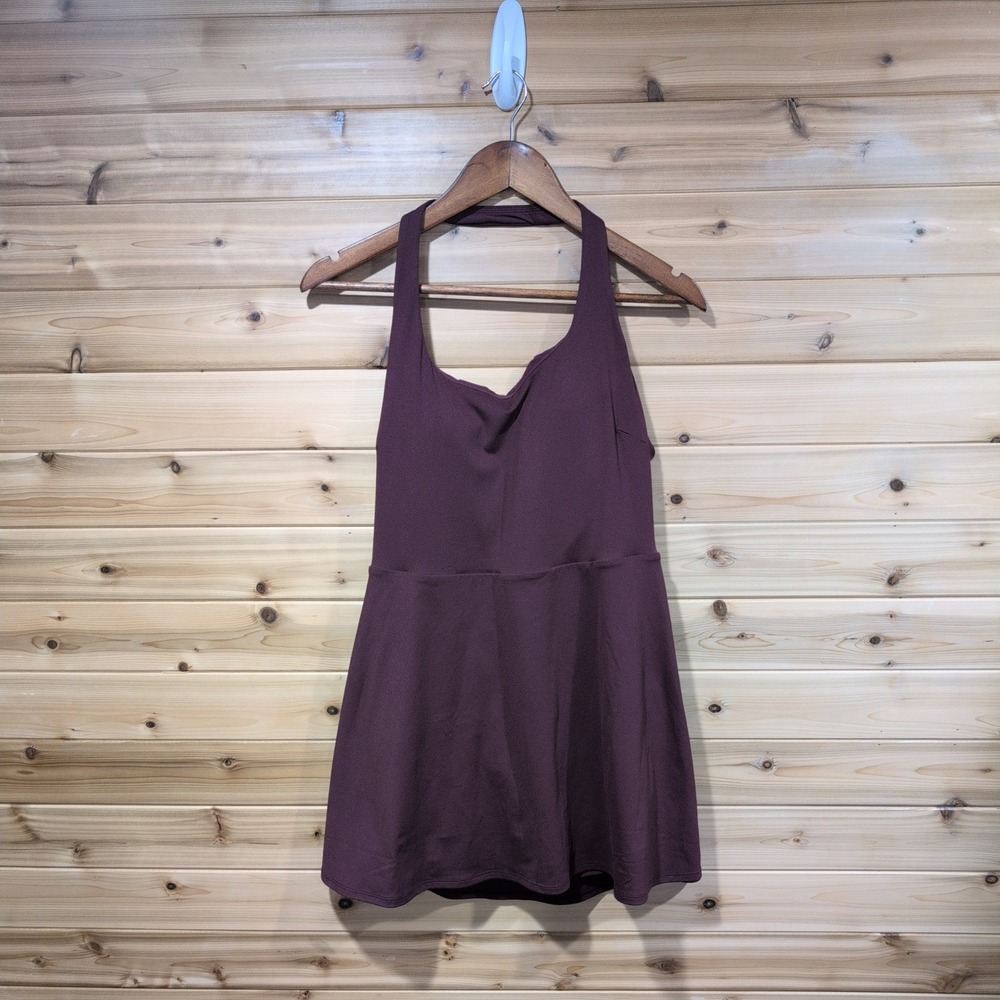 Vuori Volley Dress Womens Large Dark Berry Plum Halter Athletic Tennis VW638